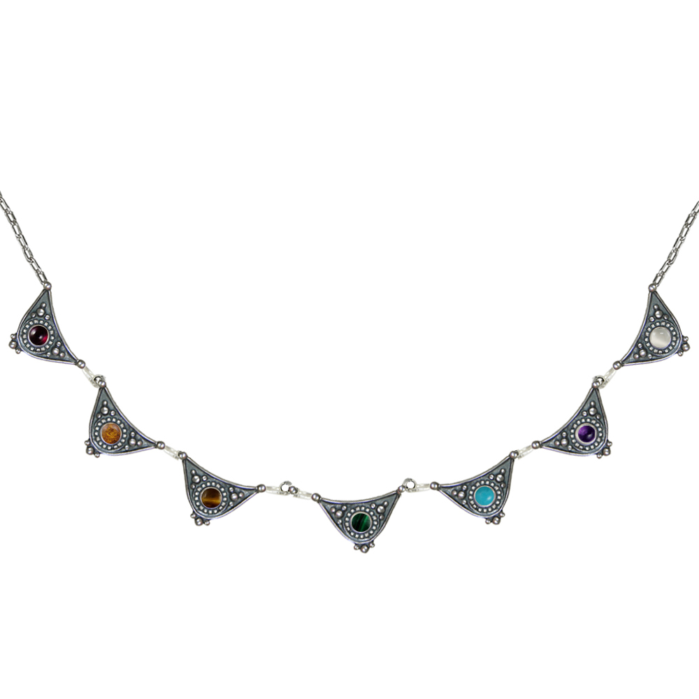 Sterling Silver Chakra Gemstone Necklace